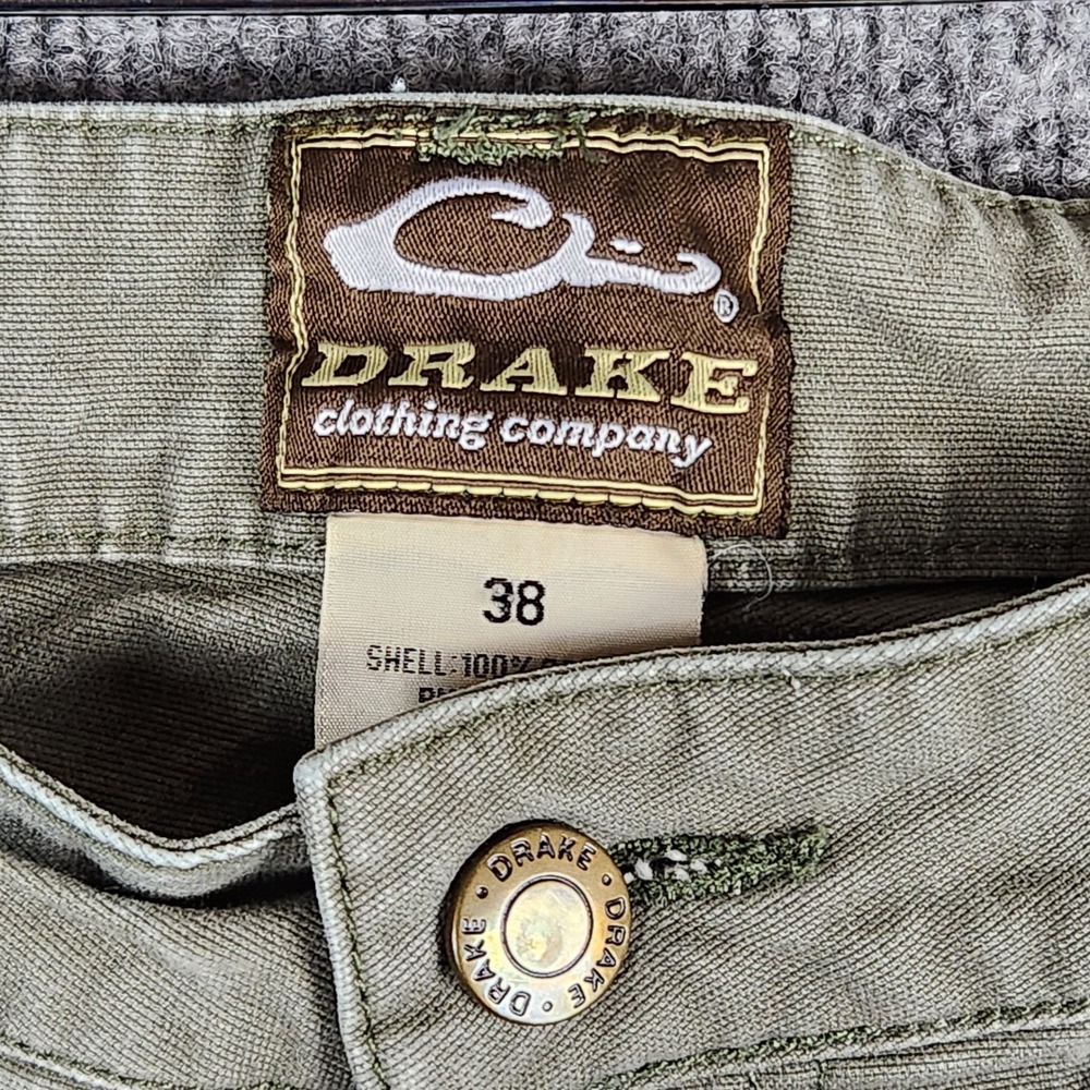 Drake Waterfowl Mens 38 Double Knee Pants Light Green Cotton Canvas Workwear - Picture 2 of 11